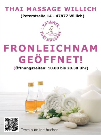 Fronleichnam (19. Juni 2025) könnt ihr Massagen bei mir genießen!